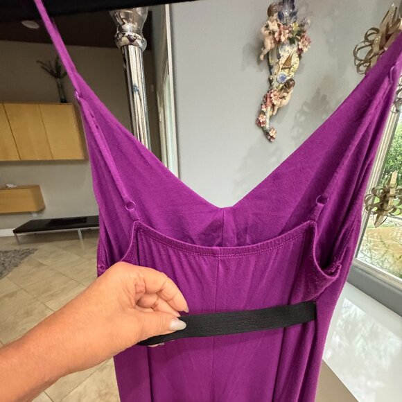 Aqua Lipstick Magenta Asymmetrical Flowy Maxi Midi Dress - Picture 8 of 11